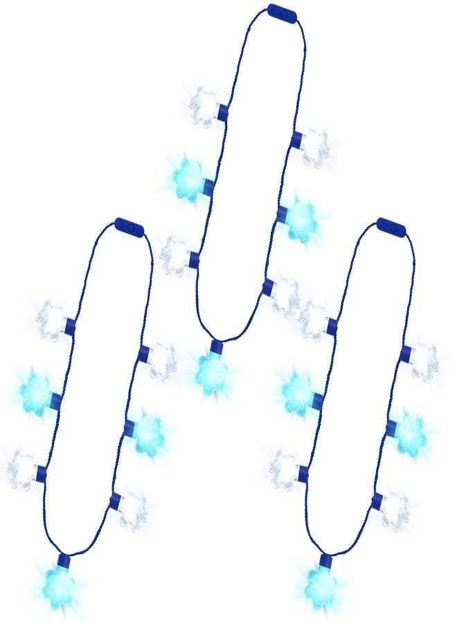 Traplace 3PCS Christmas Light Necklace Light up, 3 Glow Modes Christmas Accessories, 7 Light Bulbs Blue White Snowflakes, Wearable Xmas Party Favors for Ugly Sweater Parties, New Year Party Supplies - Image 1